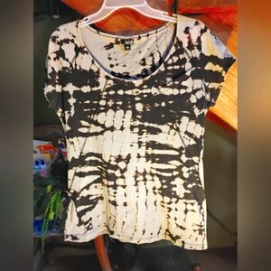 Adiva Brown and Tan Graphic Tie Dye Short Sleeve Tee Size M